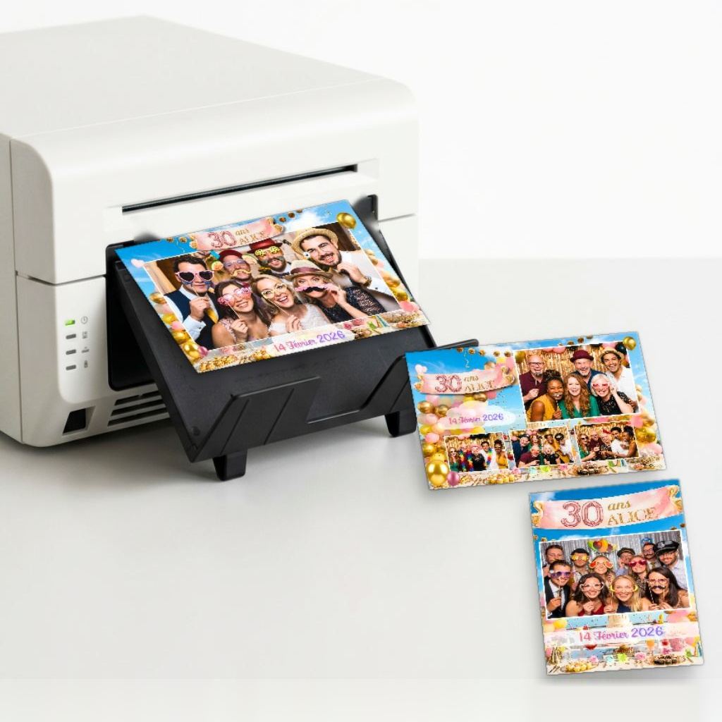 Imprimante du photobooth avec des tirages photo 10x15 cm personnalisés – photobooth Besançon Vesoul