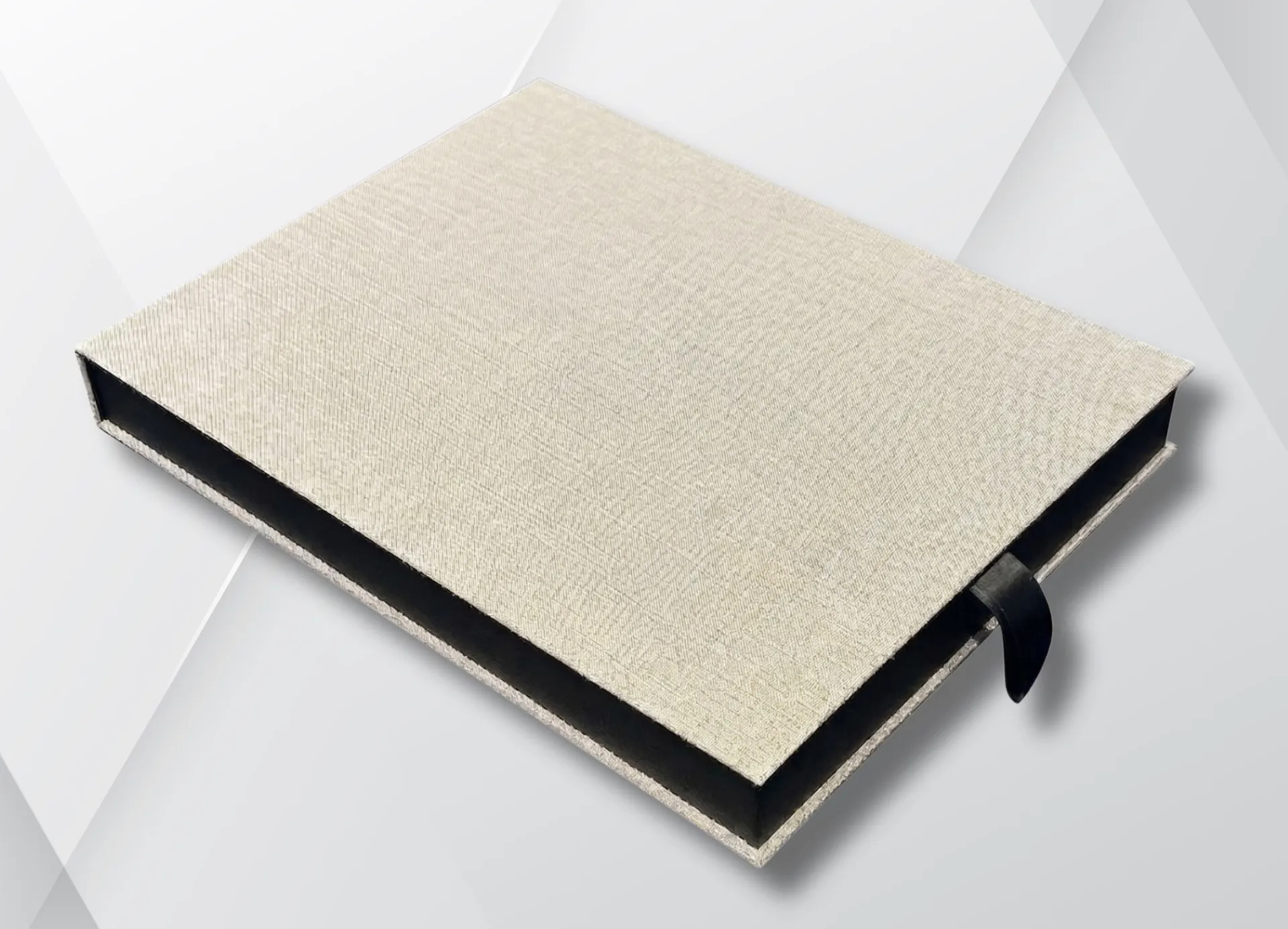 Coffret cadeau lin naturel simili-cuir noir