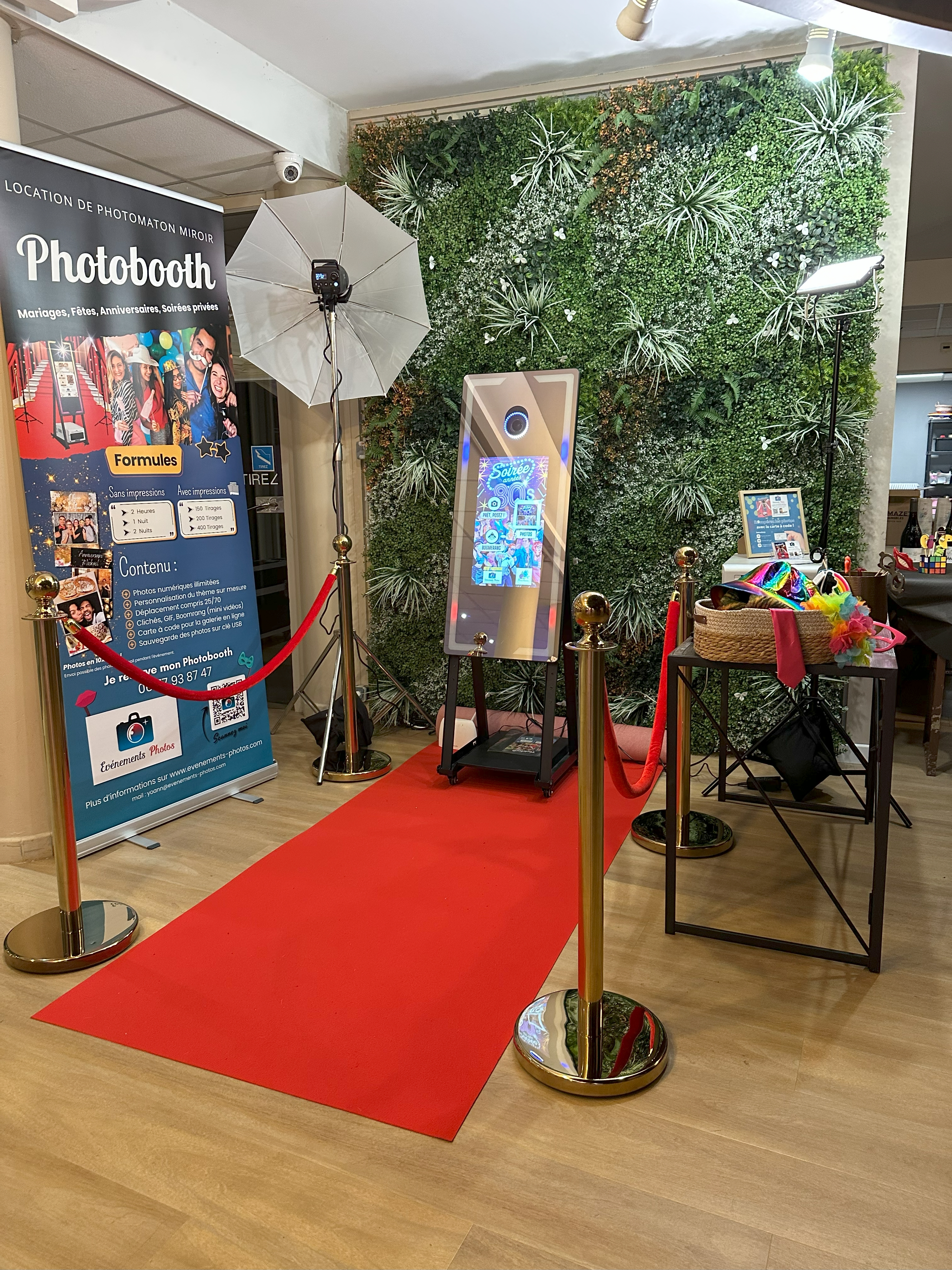 Photobooth miroir tapis rouge mariage