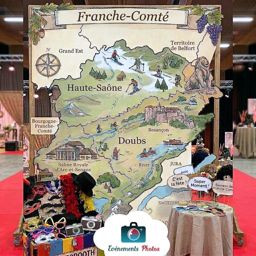 Carte des déplacements Photobooth – Besançon, Vesoul, Doubs, Haute-Saône